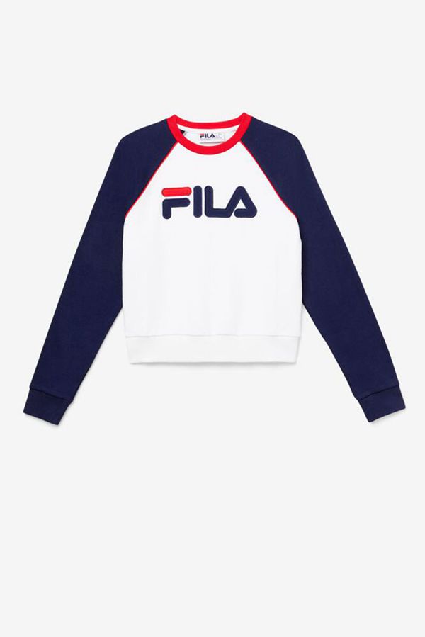 Moletons Fila Mulher Branco/Azul Marinho/Vermelhas - Fila Riccarda Workout Outlet Portugal,HCWQ-6397